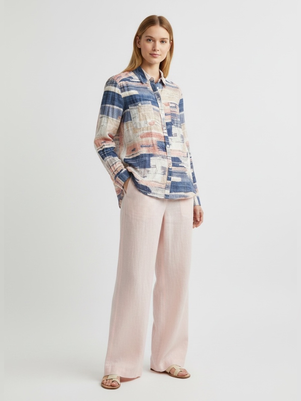 Chico's Abstract Brushstroke Button Front Shirt